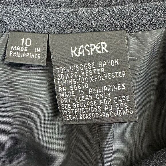 Kasper 10 Skirt Suit Set Charcoal Gray Wrap Front Fur Trim Jacket & Pencil Skirt - Picture 13 of 13